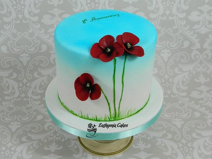 Anniversary Cake with Poppies
