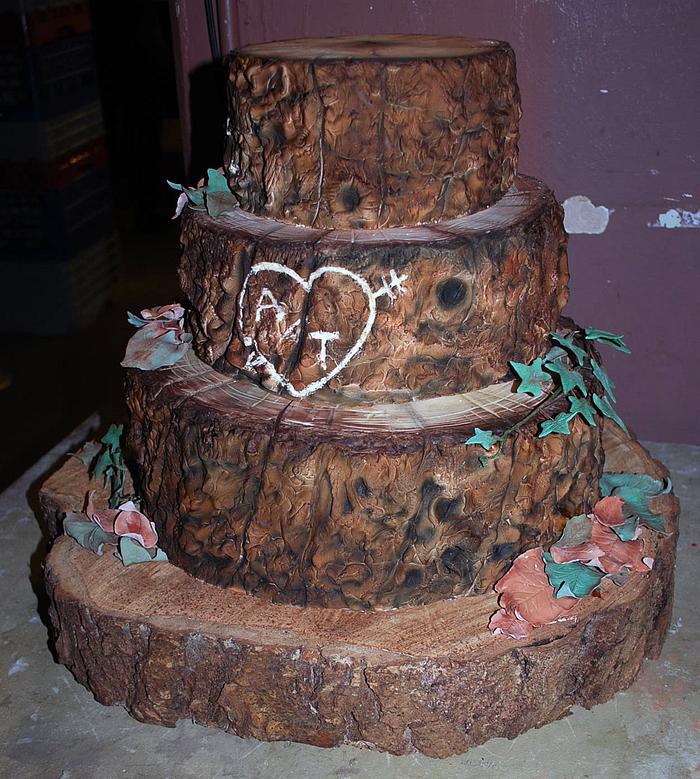 Rustic Tree Stump Wedding Cake