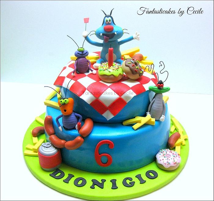 Oggy and the Cockroaches Cake