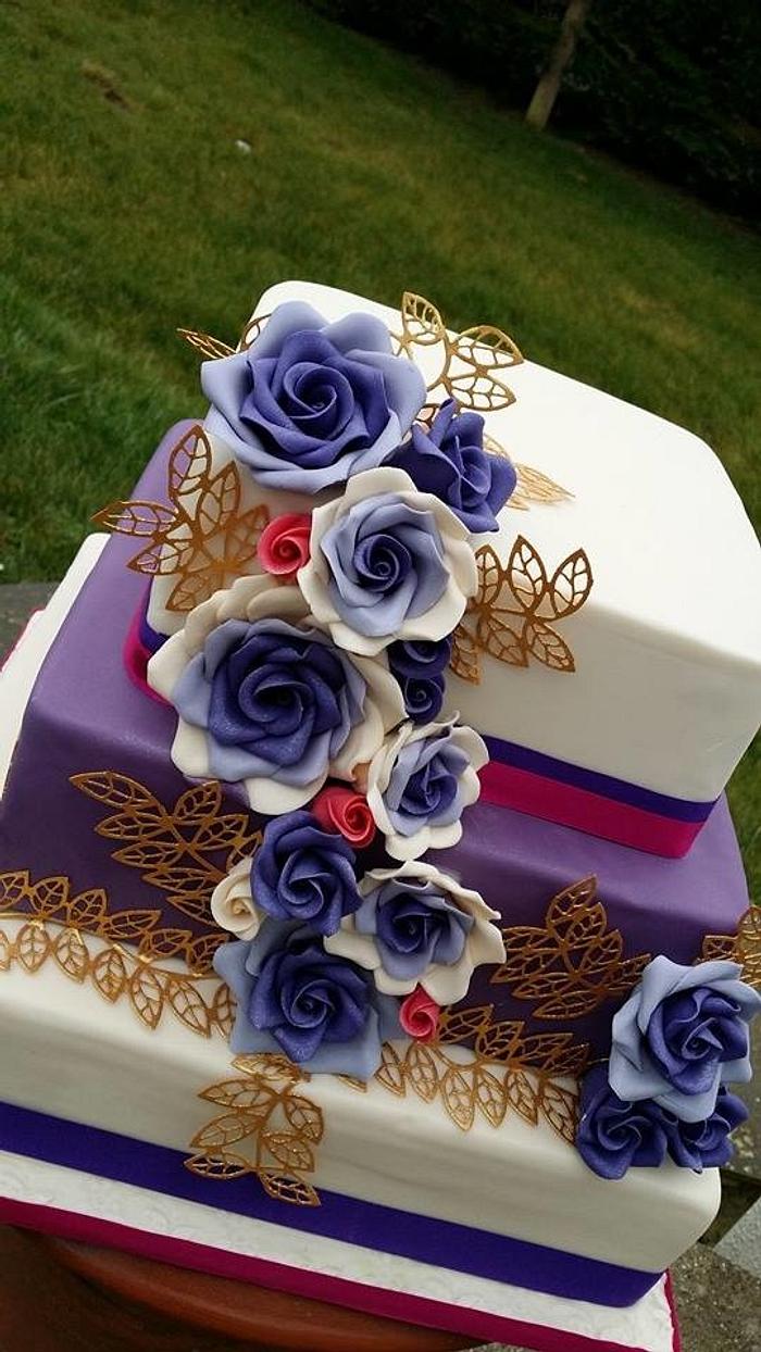 Purple and gold rose wedding