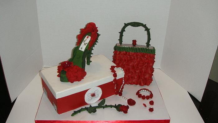 ROSE SHOE AND PURSE