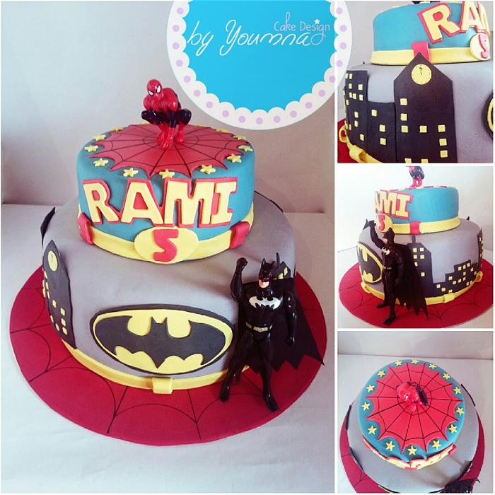 Batman and spiderman cake
