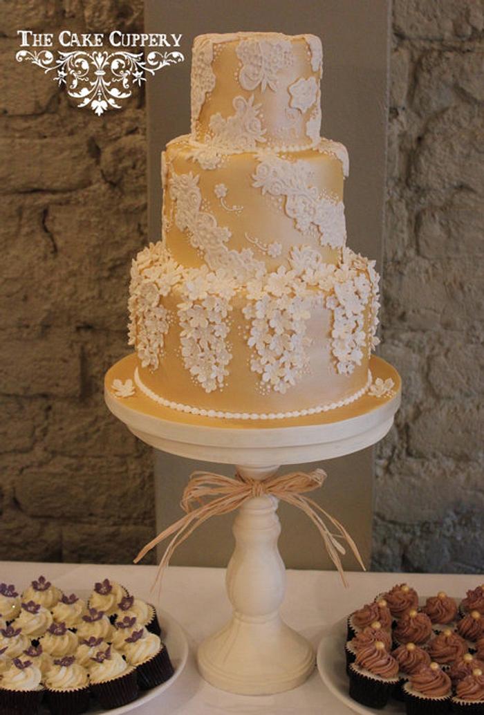 Rustic Gold Wedding Cake
