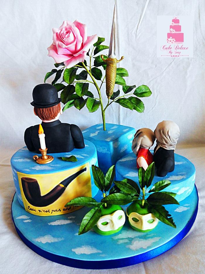 Primavera con arte: René Magritte with sugar paste and flowers paste