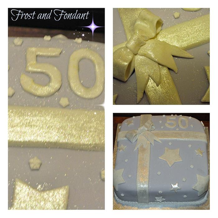 Purple and Silver 50th Birthday Cake