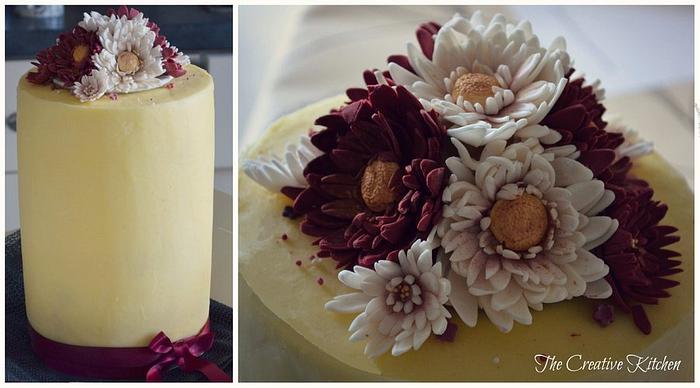 Extended Height Vanilla Wedding Cake with Gerberas