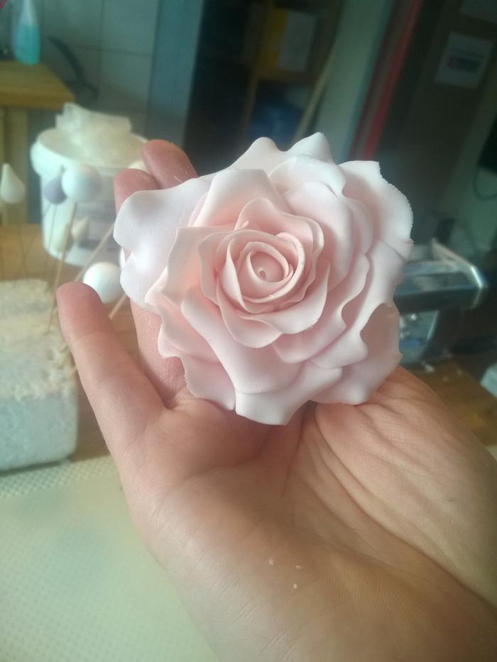 Large Pale Pink Gumpaste Rose