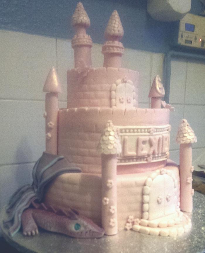 castle and dragon cake