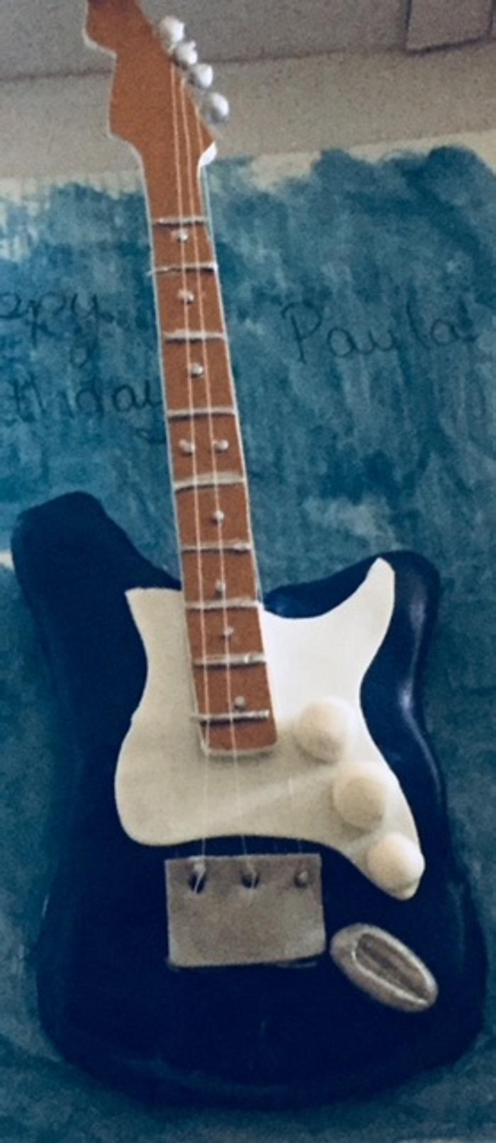 Blue and White Guitar Cake
