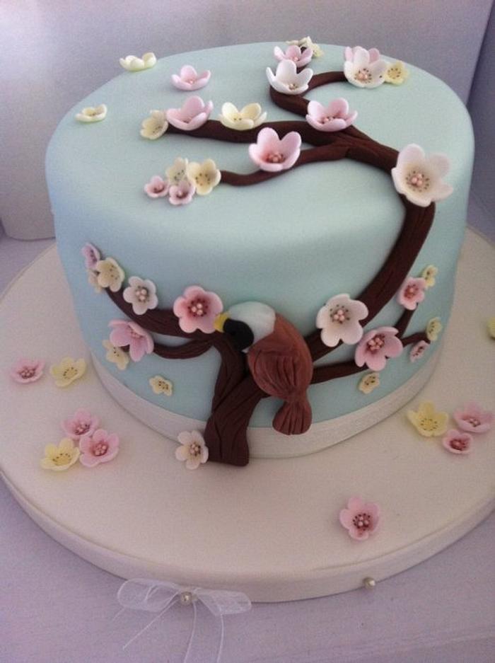 Anglo-Korean Blossom Cake (with bearded tit!)