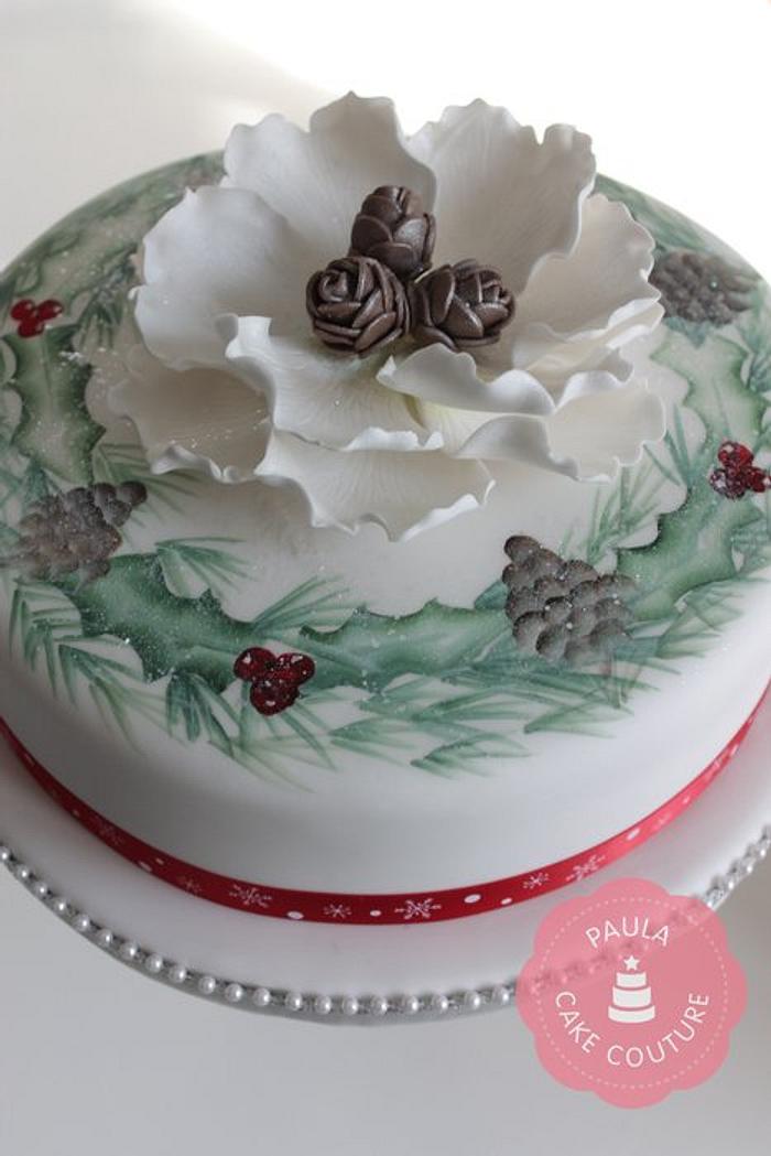 Cake painting merry christmas - Decorated Cake by Janu - CakesDecor
