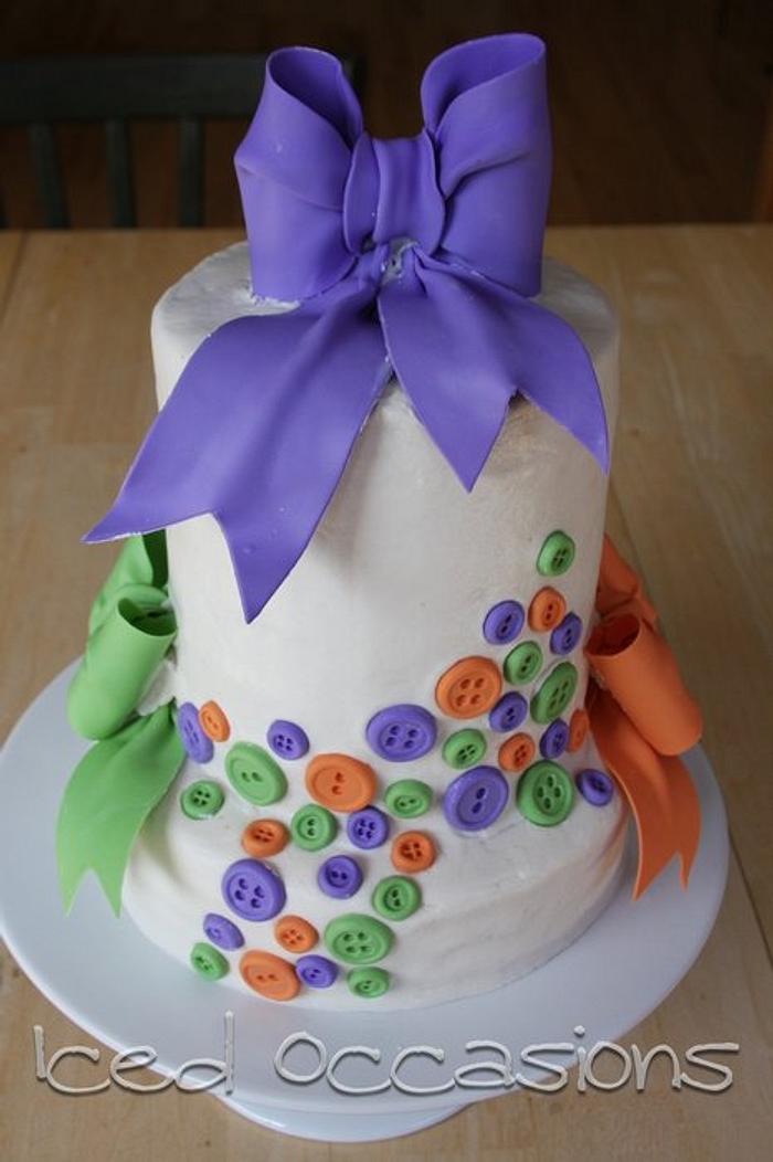 Buttons and Bows Baby Shower Cake