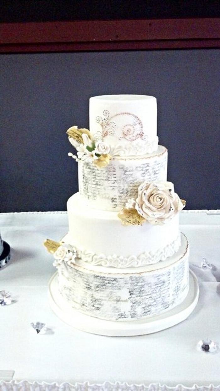 literary themed wedding cake