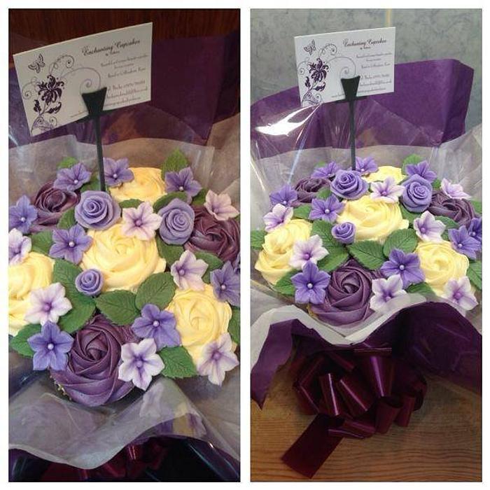 Purple Rose Cupcake Bouquet