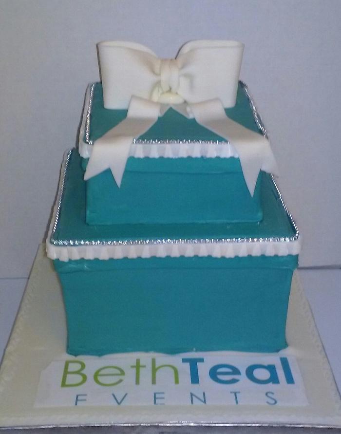 2 Tier Teal Gift Box Cake