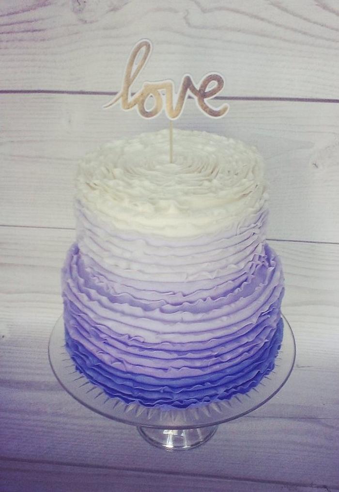Ombre Purple Ruffles Wedding Cake