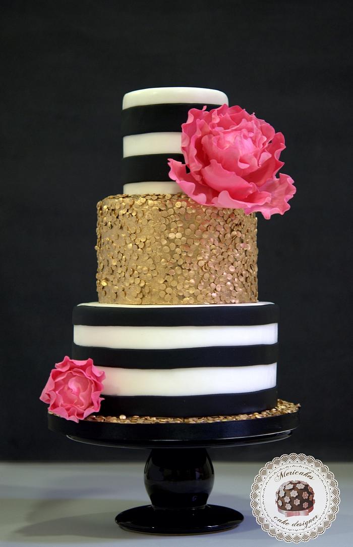 Paillettes & Stripes wedding cake