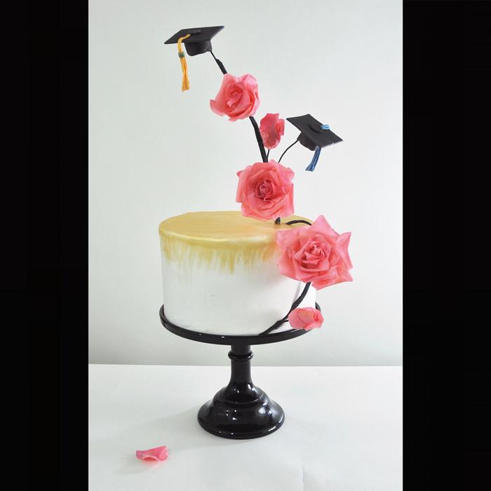 Pink Roses Graduation Cake