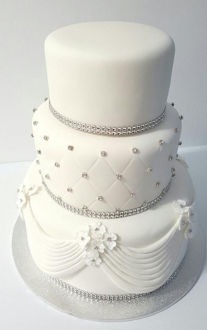 Wedding Cake Diamond and Drapped Icing