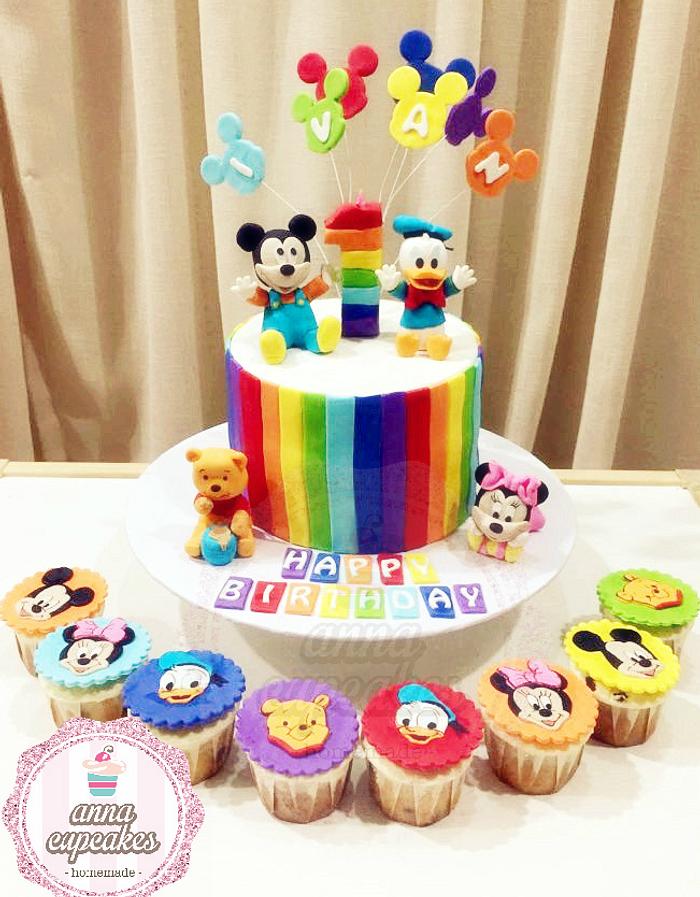 rainbow disney baby cake