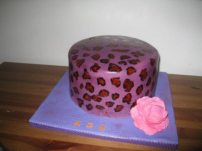 leopard print cake with cabbage rose