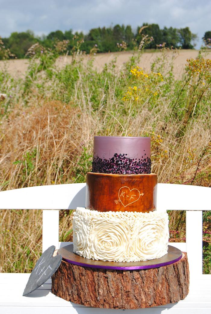 Charming "Rustic Ruffle Sequin" Wedding Cake 