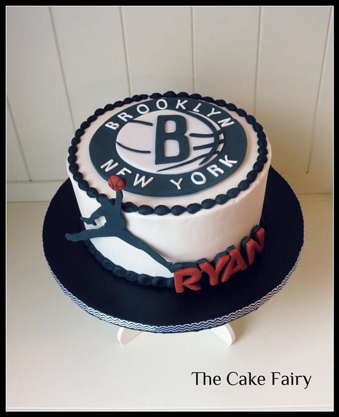 Brooklyn Nets cake with Michael Jordan silhouette