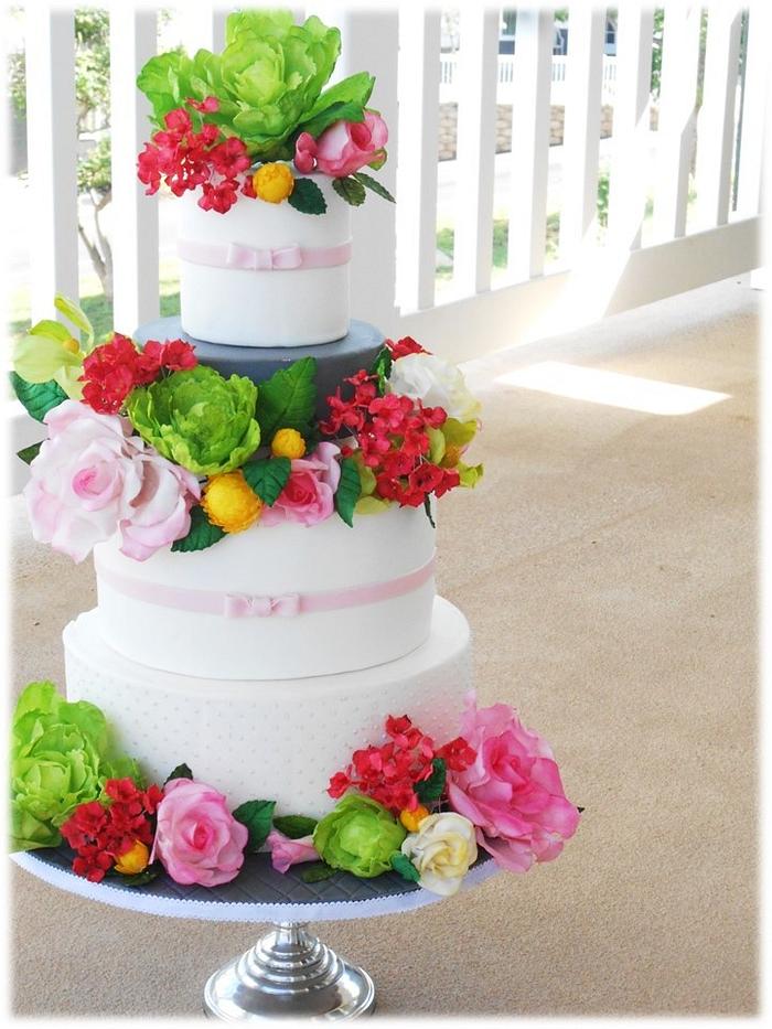 Floral and dot cake