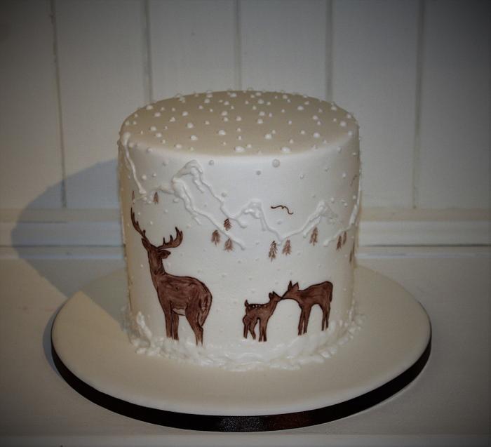 Deer family birthday cake 