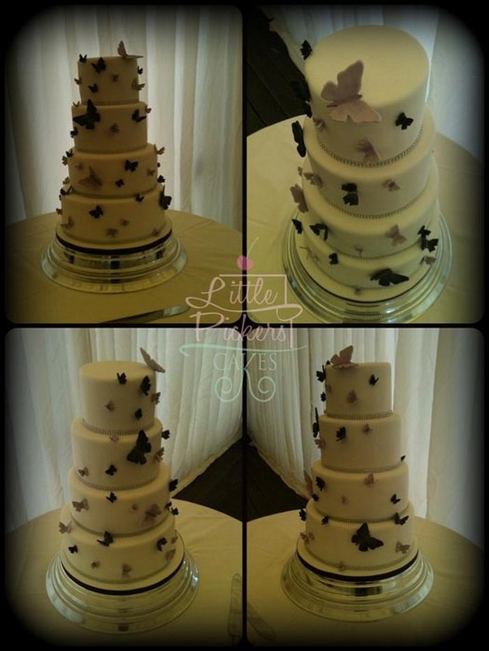 Butterflies 4 tier wedding cake