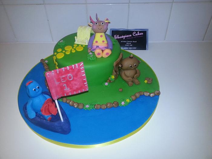 night garden theme birthday cake 