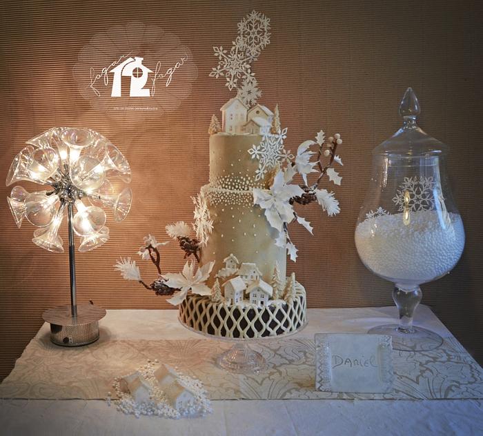 "Come home in winter" Wedding cake 