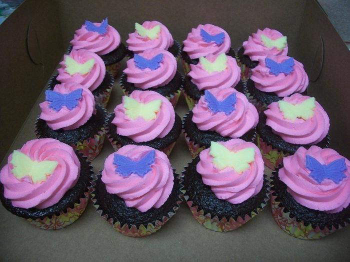 Simple Pink, Purple, Yellow Baby Shower Cupcakes