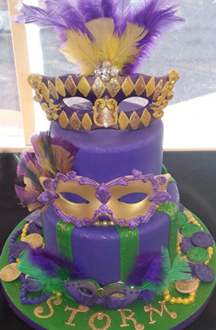 Mardi Gras cake and kings cakes