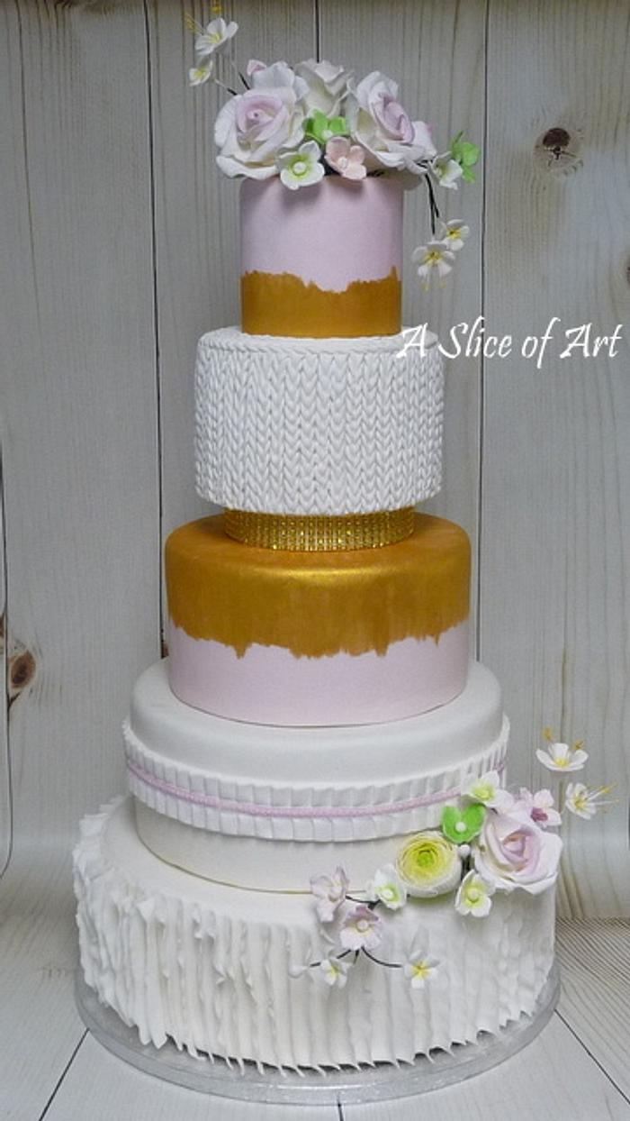5 tier Sugar flower Wedding Cake