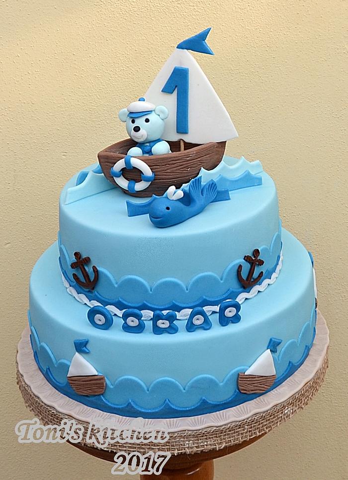 Children's blue sea cake