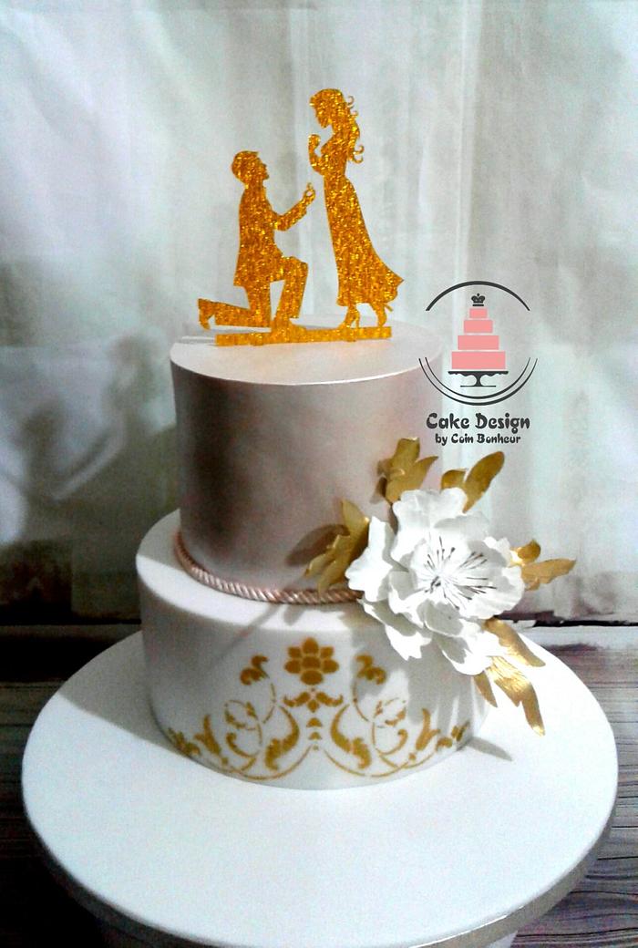 Swister Decor Engaged Cake Topper Gold : Amazon.in: Toys & Games