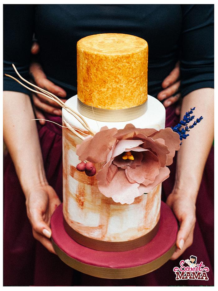 Gold & Marsala Wedding Cake
