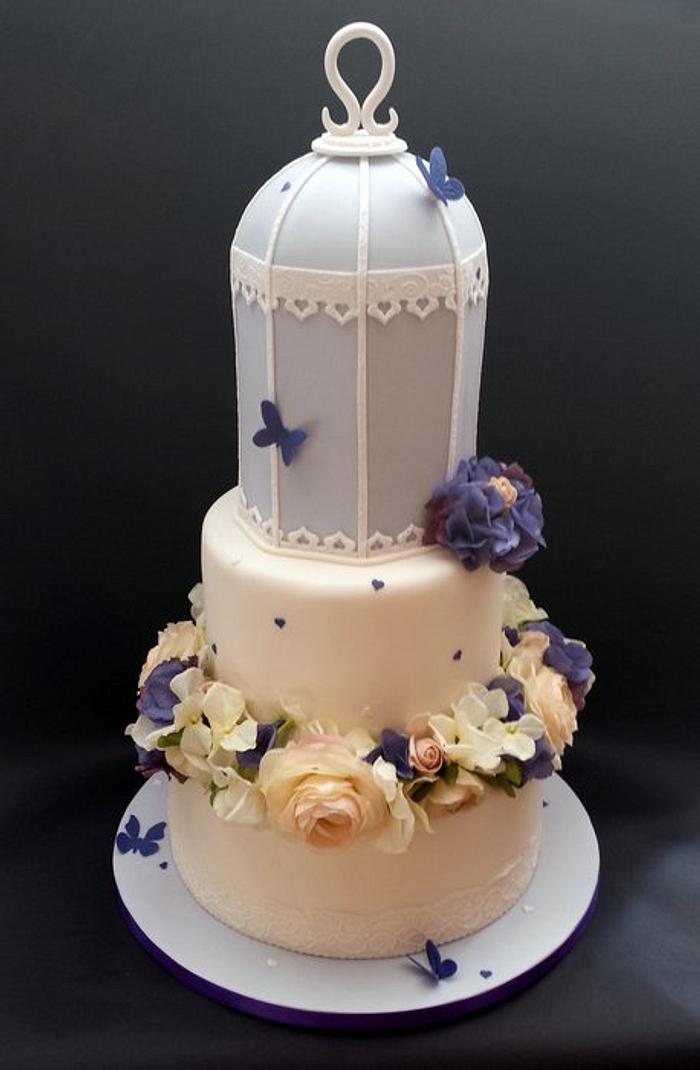 Birdcage Floral Wedding Cake 