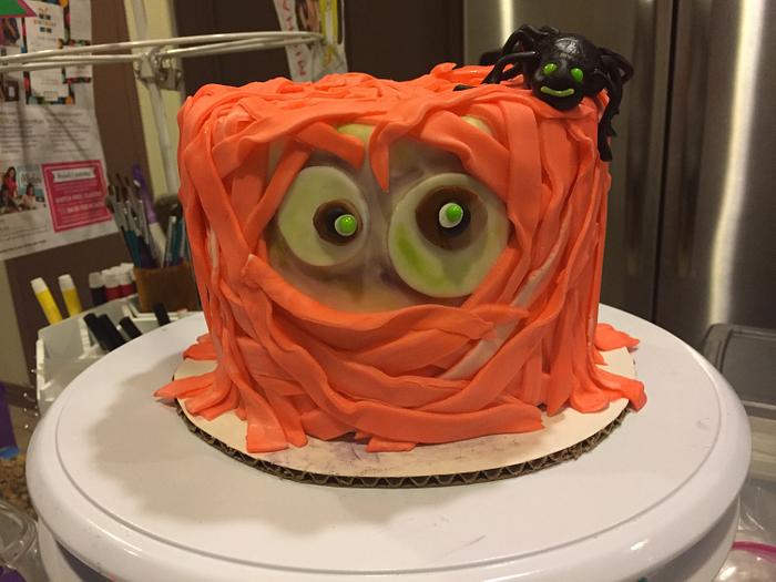 Orange Mummy Cake with Spider