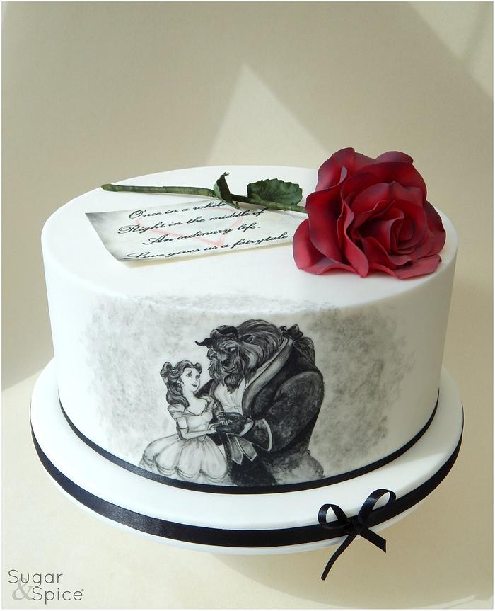 'Once in a while ...' Handpainted Beauty & The Beast cake