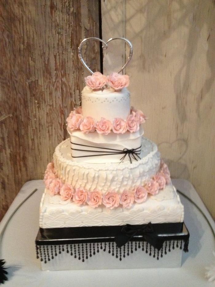 Black and pink Wedding cake