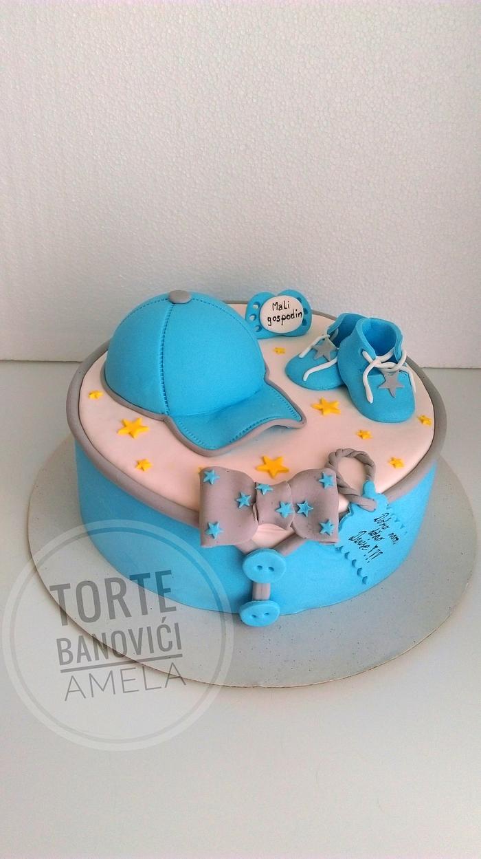 baby shower  boy cake 