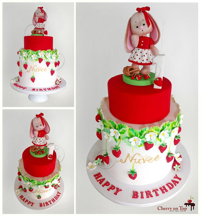 Most adorable and the cutest birthday cake ever!!! Strawberry Bunny Cake