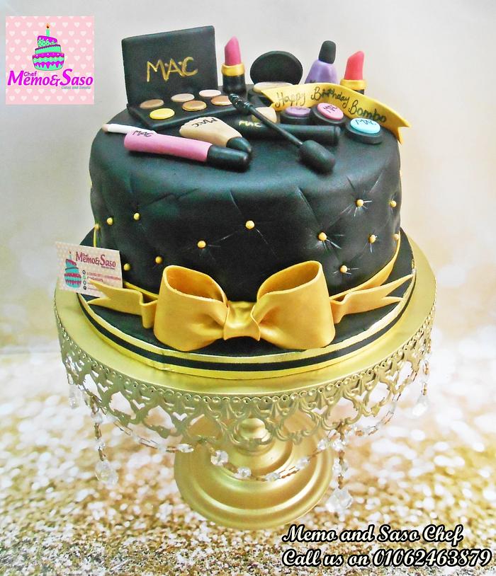 Black and gold make up cake