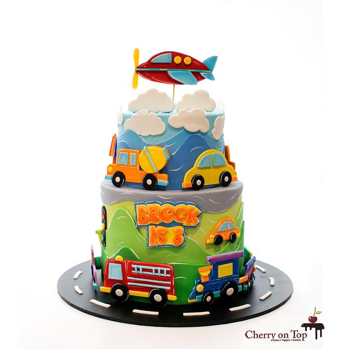 Beep Beep... Transport theme cake 