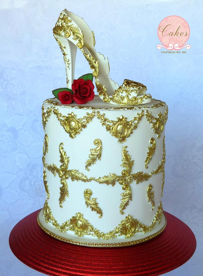Baroque styled shoe cake.