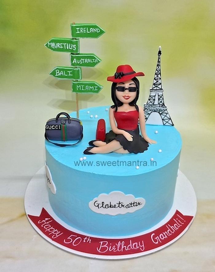 Travel theme cake for 50th birthday