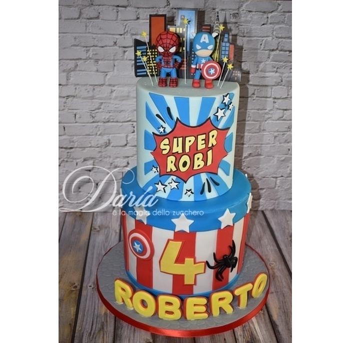 Baby superheroes cake