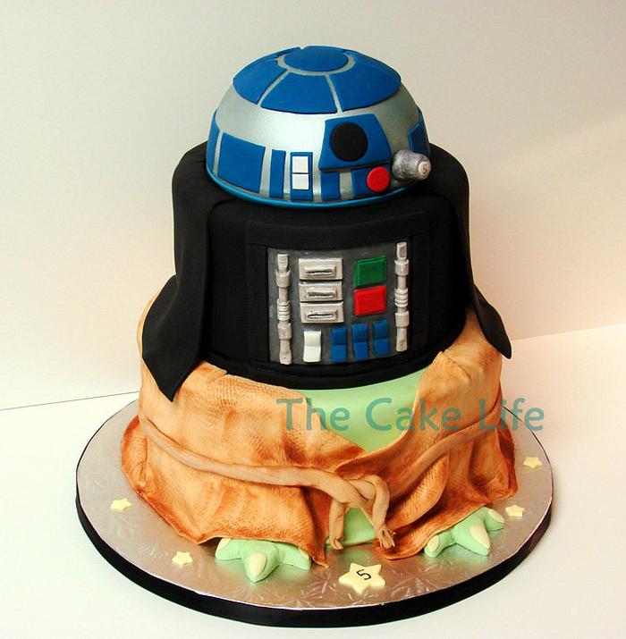 R2D2 Vader Yoda Cake